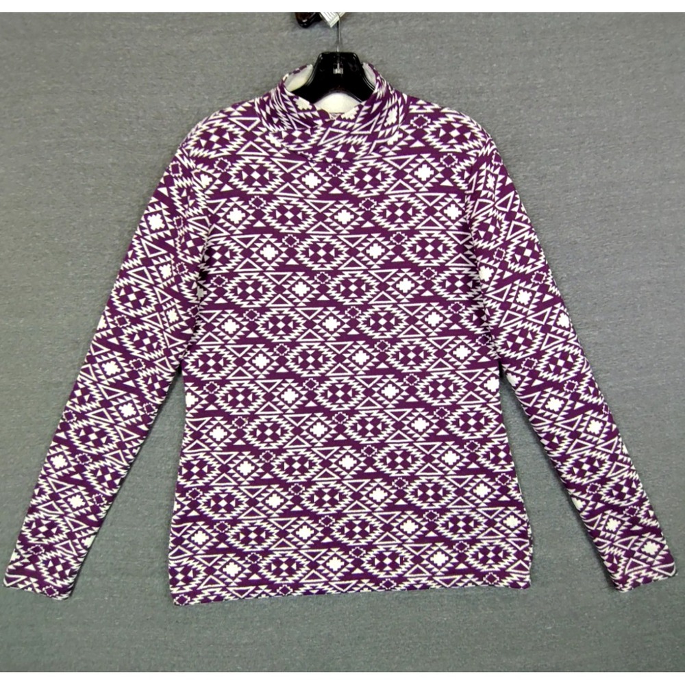 Duluth Womens Shirt M Purple Aztec Coolmax Knit Baselayer Hiking Gorp Southwest